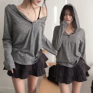 Hezti Loose Fit Snap Hoodie
