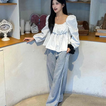 Side Lace Track Banding Wide Jogger Pants
