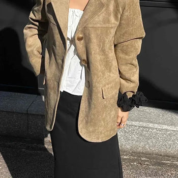Suede Tailored Single Button Jacket