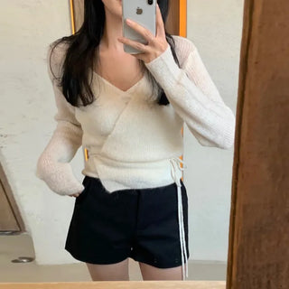Le Bon Alpaca V-Neck Wrap Knit Cardigan