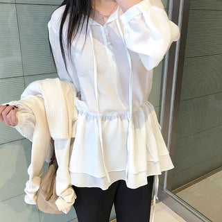 Honey Front Ribbon Shirred Blouse