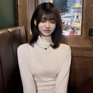 Soft Simple Mock Turtleneck Long Sleeve T-shirt