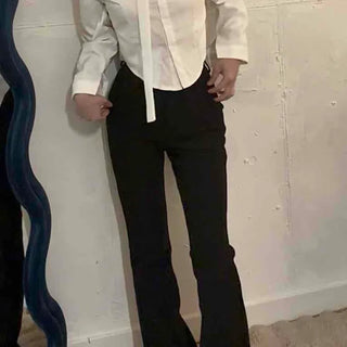 Semi-flare Pintuck High-waisted Slacks