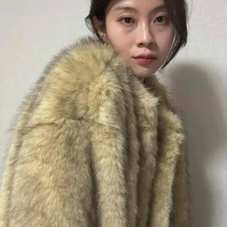 Vintage Mix Fluffy Fur Midi Coat