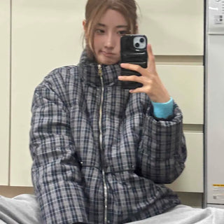Check Oversized Voluminous Padded Jacket