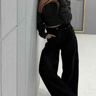 High-waisted Long Pants with Pocket Details