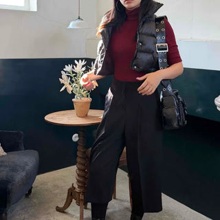 Simple Wide 3/4 Loose Slacks