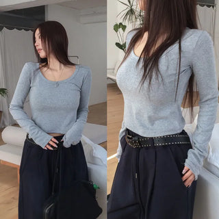 Raven U-neck Crop T-shirt