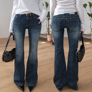 Elk studded low denim bootcut pants