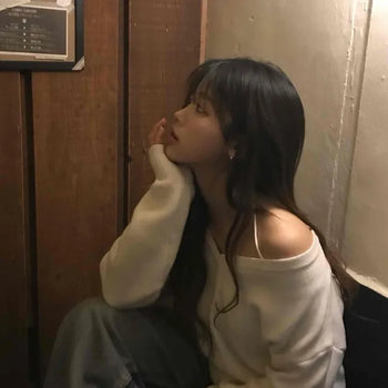 Delicate Off-Shoulder Loose-Fit Knit