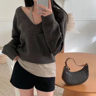 Loha V-Neck Knit Halterneck Sleeveless Set