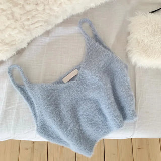 Morebin V-neck Crop Knit Top Bustier