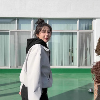 Color Block Hooded Padded Field Jacket