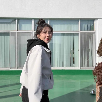 Color Block Hooded Padded Field Jacket