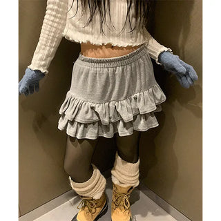 velvet frill skirt