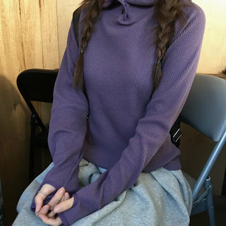 Waffle Finger Hole Hand Warmer Hoodie