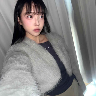 Luxury Fluffy Fur Crop Bolero Cardigan