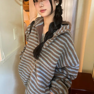 Tetori Striped Sherpa Fleece Jumper