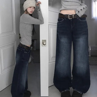ootj low-rise deep denim long pants