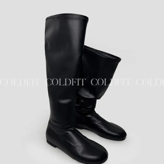 Round thigh-high boots