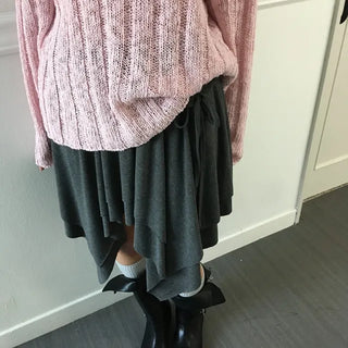 Cream Pleated Skirt