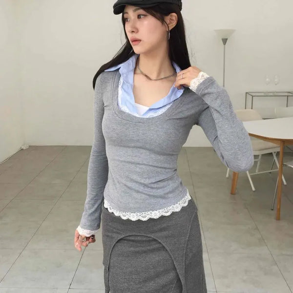 Unique Strap Straight Long Skirt