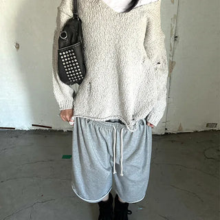 DAMAGED OVER V-NECK KNIT (2 COLOR)