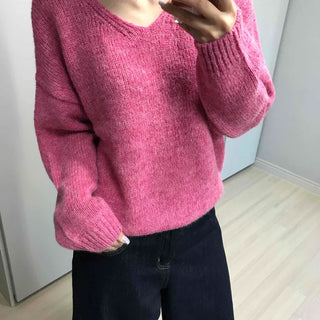 Candy Sleeve Balloon V-Neck Knit