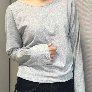 Cozy Daily Boat Neck Loose Fit Long Sleeve T-shirt