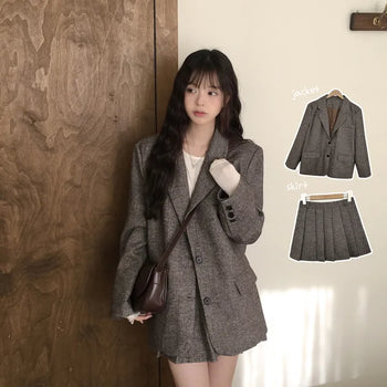 Neat vibe, Wool Herringbone Two-Button Pocket Oversized Tailored Standard Jacket