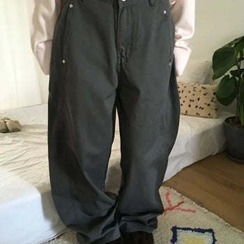 *Domestic/High Quality* Ivory Rivet Cotton Pants