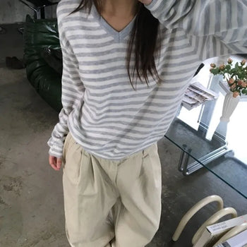 *ver2* Eight Striped V-neck Knit