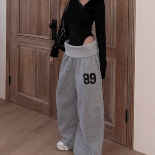 89 Folding Low-Rise Training Pants  / Sweatpants Tracksuit Pants Pants Low-Waist Elastic Waist Pants Summer Pants Semi-Bootcut Daily Look