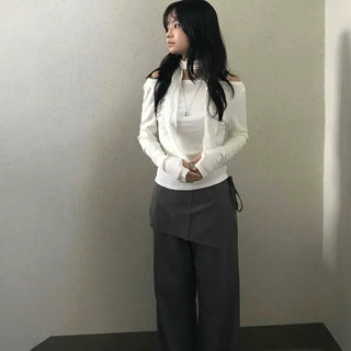 Modern Wrap Skirt Layered Wide Slacks
