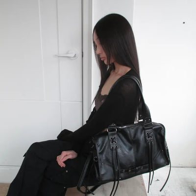 Leather Funky Strap Shoulder Crossbody Bag (3 colors)