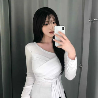 Simple Slim Strap Long Sleeve T-shirt