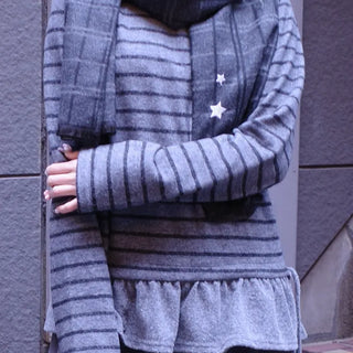 Shirred Striped Frill T-shirt