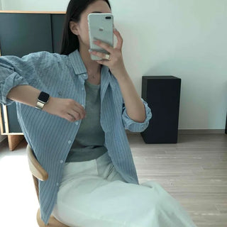 Basic Striped Oversized Loose Shirt