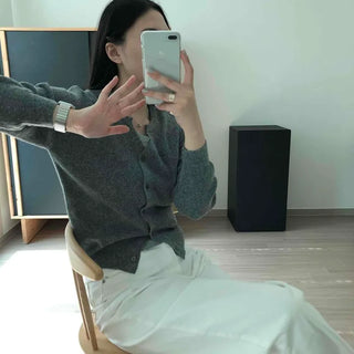 Soft Cashmere Crop Button Short Cardigan