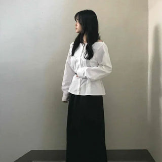 Simple Stripe Slim Fit Long Skirt