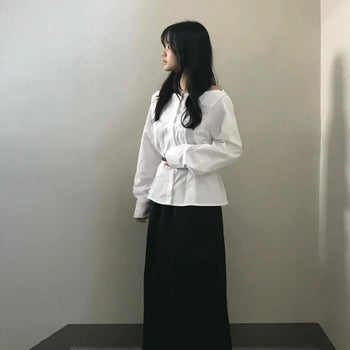 Simple Stripe Slim Fit Long Skirt
