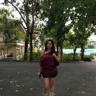 Vintage Check Tiered Front Label Mini Skirt