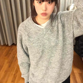 Cozy Melange Oversized V-Neck Knit