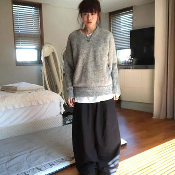Balloon Fit Elastic Waist Wide Slacks