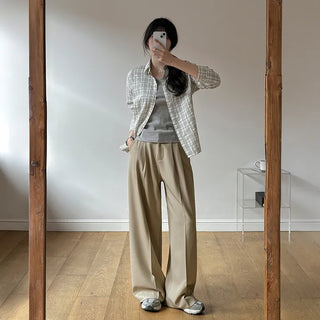 Cre Pintuck Side Banding Wide Slacks
