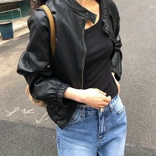 Betty Collarless Leather Jacket