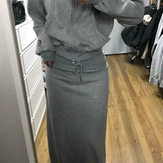 Daily Ribbed String Maxi Long Skirt