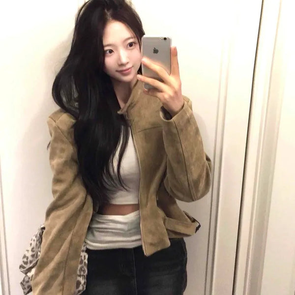 Soft Suede Basic Short Jacket