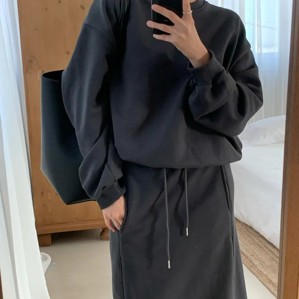 Mute Set Sweatshirt and Long Skirt Set