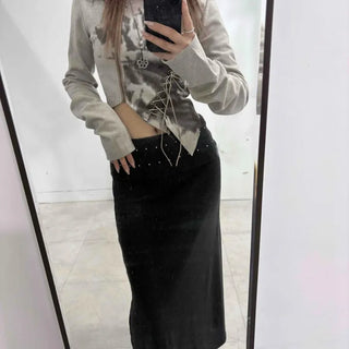 Vintage faded graphic asymmetrical jacket